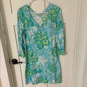 Floral Green and Blue Women's Swim Cover-Up